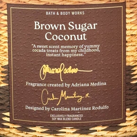 BBW Brown Sugar Coconut Bath & Body Works 3 Wick Candle - Picture 3 of 10